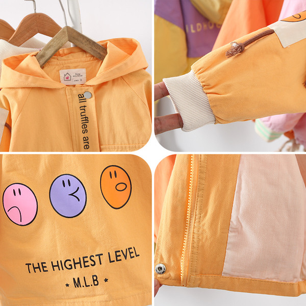 Casual παιδικό μπουφάν για κορίτσια με κουκούλα και πολύχρωμο απλικέ