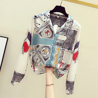 Stílusos női hosszú ujjú ing, klasszikus gallérral és gombokkal