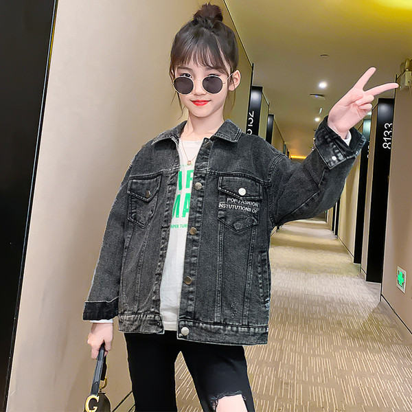 Gyermek farmerdzseki lányoknak 3D-s díszítéssel, mackó formájú