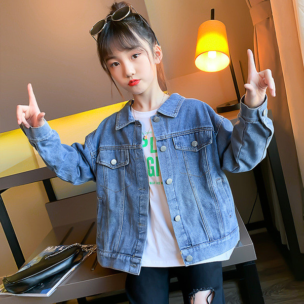 Gyermek farmerdzseki lányoknak 3D-s díszítéssel, mackó formájú