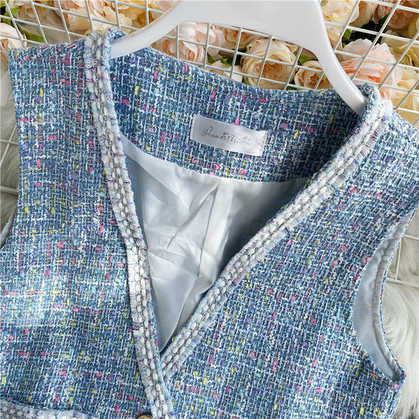 Női alkalmi kockás mellény spitz nyakkivágással