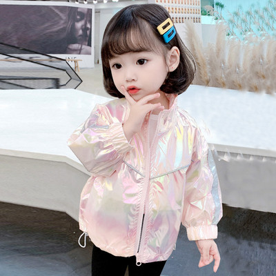 Őszi gyerekdzseki lányoknak magas gallérral és cipzárral