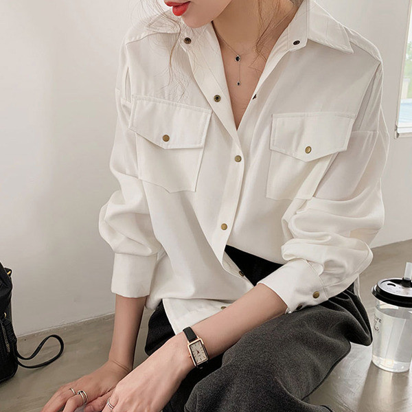 Modern női ing zsebekkel és 4XL-es méretig