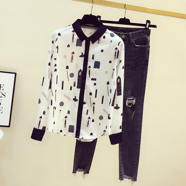 Stiilne naiste särk pikkade varrukatega ja suurustega kuni 2XL