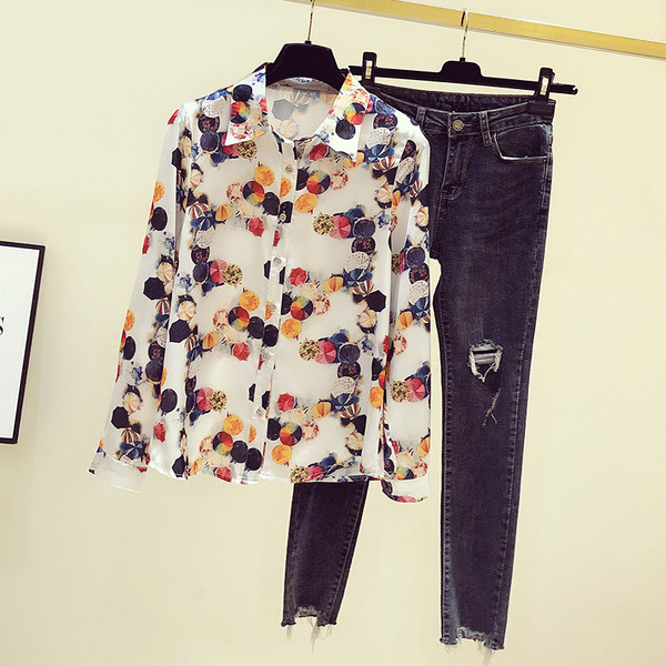 Modern női ing színes mintával és 4XL-es méretig