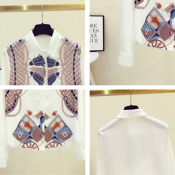 Modern női ing színes mintával és hosszú ujjal