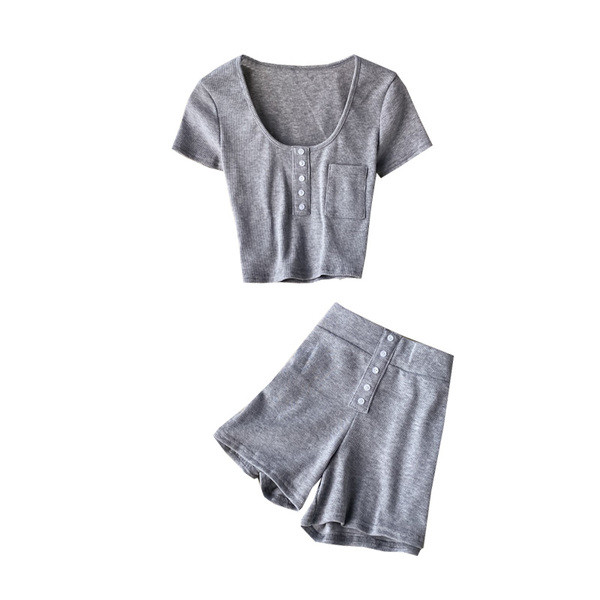 Set de dama de zi cu zi model simplu de pantaloni scurti si bluza