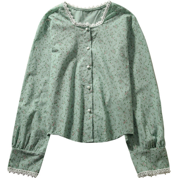 Női ing szögletes nyakkivágással és virágmotívumokkal