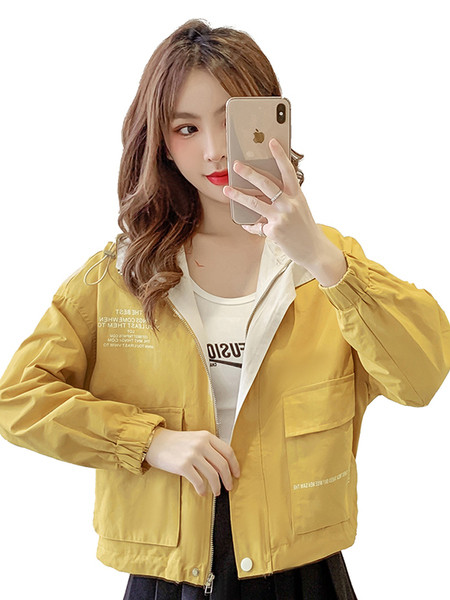 Női alkalmi őszi kabát kapucnival és cipzárral