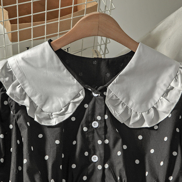 Γυναικείο πουκάμισο πουά με μακριά μανίκια