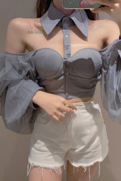 Uue mudeli moodne klassikalise krae ja laiade varrukatega naiste särk