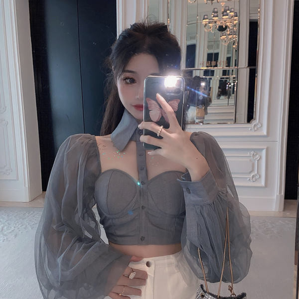 Uue mudeli moodne klassikalise krae ja laiade varrukatega naiste särk