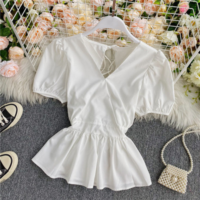 Κομψό γυναικείο πουκάμισο με κοντό μανίκι κλασικό μοντέλο