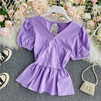 Κομψό γυναικείο πουκάμισο με κοντό μανίκι κλασικό μοντέλο