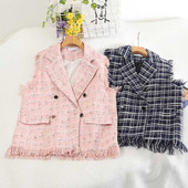 Női kockás mellény V-nyakkal