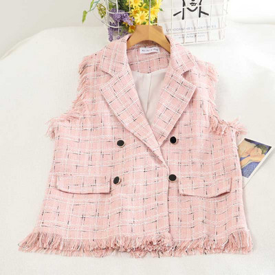 Női kockás mellény V-nyakkal