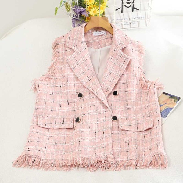 Női kockás mellény V-nyakkal