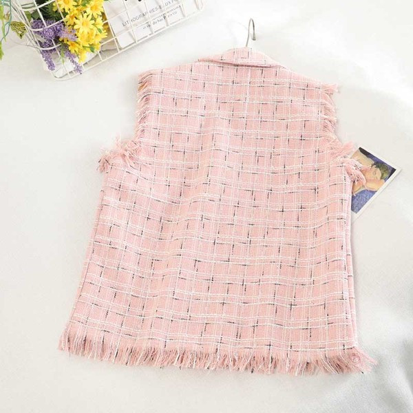 Női kockás mellény V-nyakkal