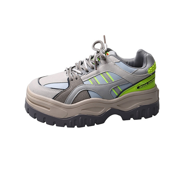 Φθινόπωρο-χειμωνιάτικα αθλητικά γυναικεία πάνινα παπούτσια με ψηλή σόλα και κορδόνια