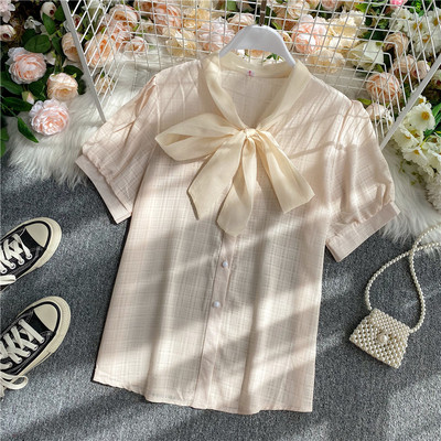 Női alkalmi ing sima modell gallérral, szalaggal