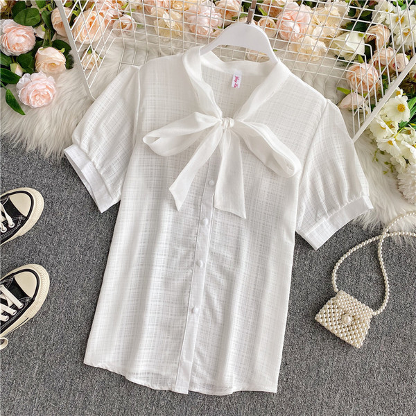 Női alkalmi ing sima modell gallérral, szalaggal