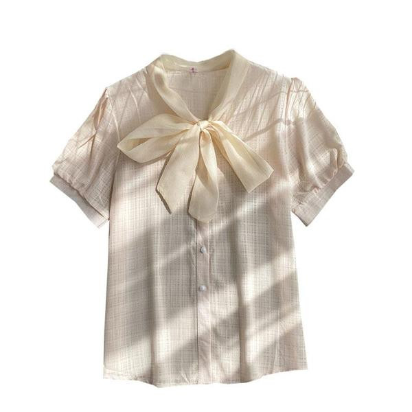 Női alkalmi ing sima modell gallérral, szalaggal