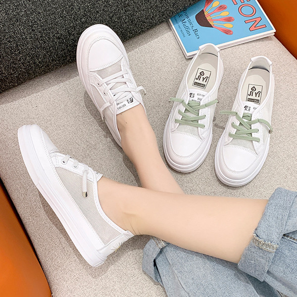 Tenisi casual dama cu broderie si plasa