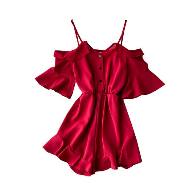 Sieviešu aktuāls īss kombinezons ar nolaistām piedurknēm