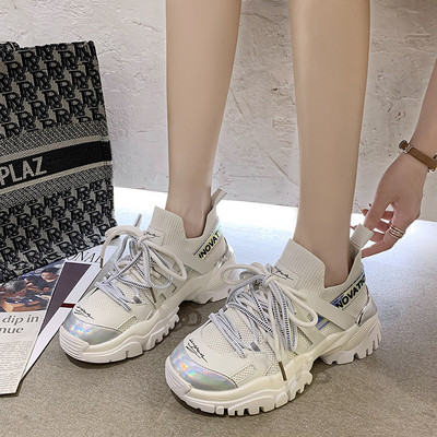 Tenisi casual dama cu inscriptie si sireturi