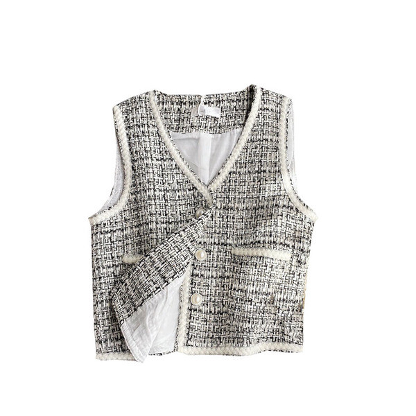 Γυναικείο casual καρό γιλέκο με κουμπιά και τσέπη