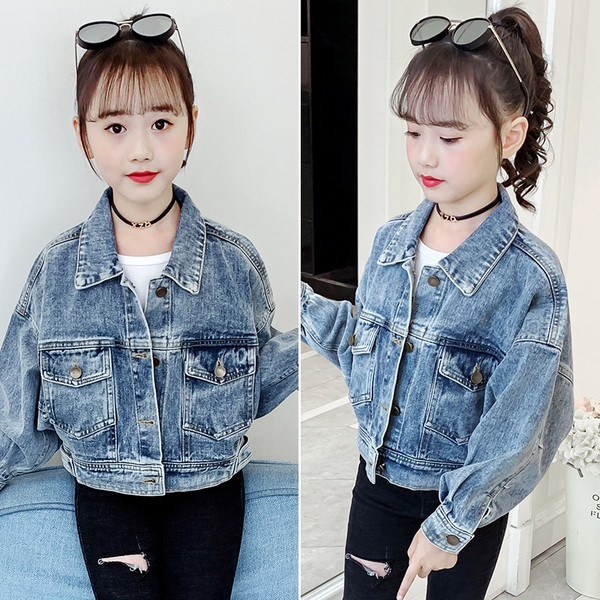 Casual παιδικό τζιν μπουφάν για κορίτσια σε μπλε χρώμα