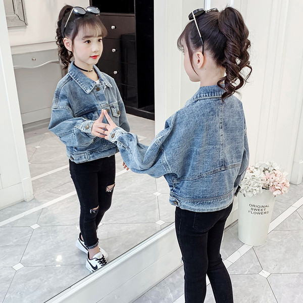 Casual παιδικό τζιν μπουφάν για κορίτσια σε μπλε χρώμα