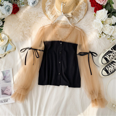 Stiilne naiste tüllsärk lipsudega