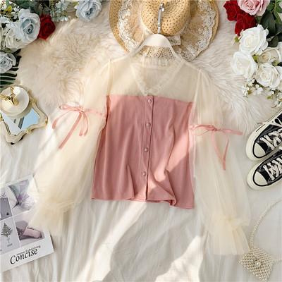 Stiilne naiste tüllsärk lipsudega