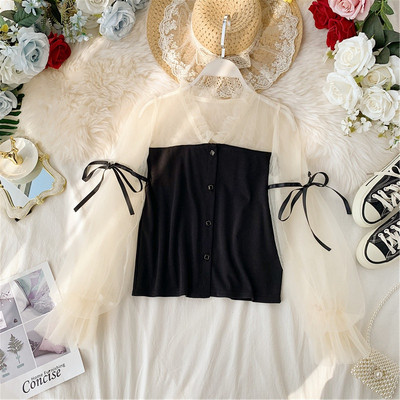 Stiilne naiste tüllsärk lipsudega