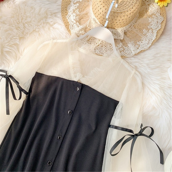 Stiilne naiste tüllsärk lipsudega