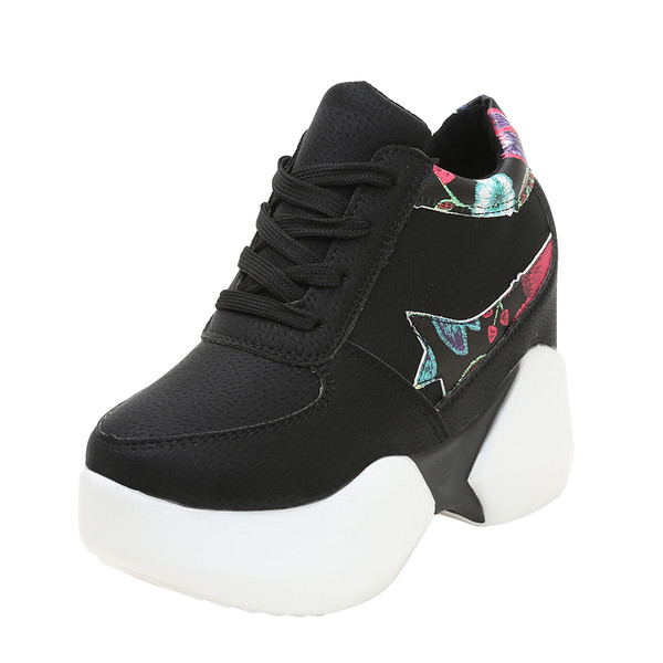 Γυναικεία casual αθλητικά  παπούτσια με ψηλή σόλα και κορδόνια