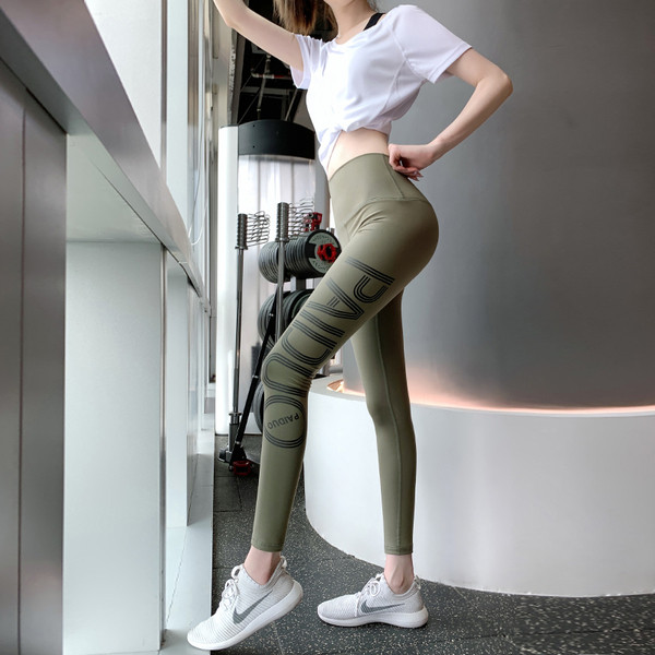 Sieviešu legingi ar uzrakstu un augstu vidukli vairākās krāsās