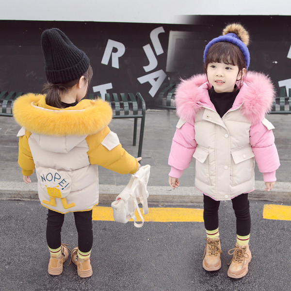 Παιδικό χειμερινό μπουφάν με κουμπιά για κορίτσια