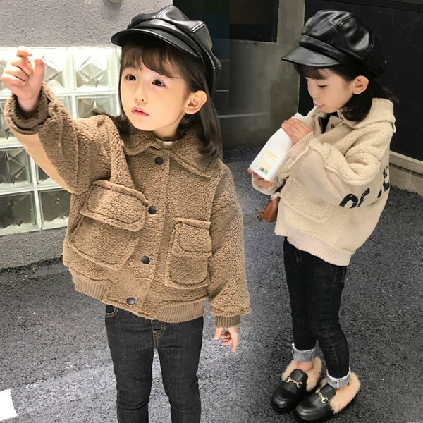 Igapäevane laste jope kirja ja taskutega tüdrukutele