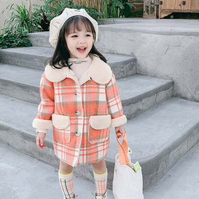 Μοντέρνο παιδικό παλτό με κουμπιά για κορίτσια