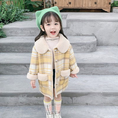 Μοντέρνο παιδικό παλτό με κουμπιά για κορίτσια