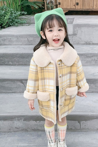 Μοντέρνο παιδικό παλτό με κουμπιά για κορίτσια