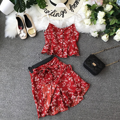 Casual γυναικείο σετ  φούστα με ψηλή μέση και φανελάκι