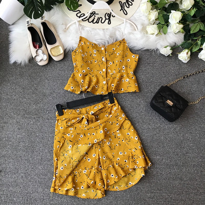 Casual γυναικείο σετ  φούστα με ψηλή μέση και φανελάκι