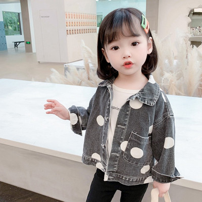 Gyermek farmer dzseki zsebekkel és gombokkal lányoknak