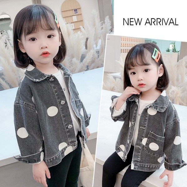 Gyermek farmer dzseki zsebekkel és gombokkal lányoknak