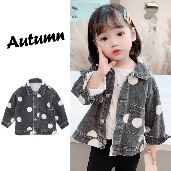 Gyermek farmer dzseki zsebekkel és gombokkal lányoknak