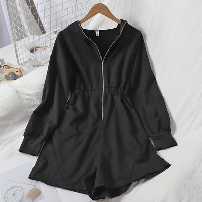 Γυναικεία καθημερινή ολόσωμη φόρμα με φερμουάρ και μακριά μανίκια