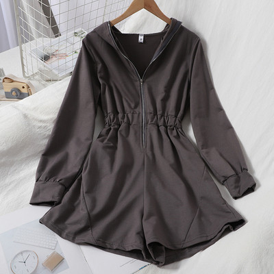 Γυναικεία καθημερινή ολόσωμη φόρμα με φερμουάρ και μακριά μανίκια